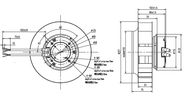 EC離心風(fēng)機(jī)225mm外形尺寸圖