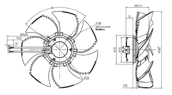 EC軸流風機350mm外形尺寸